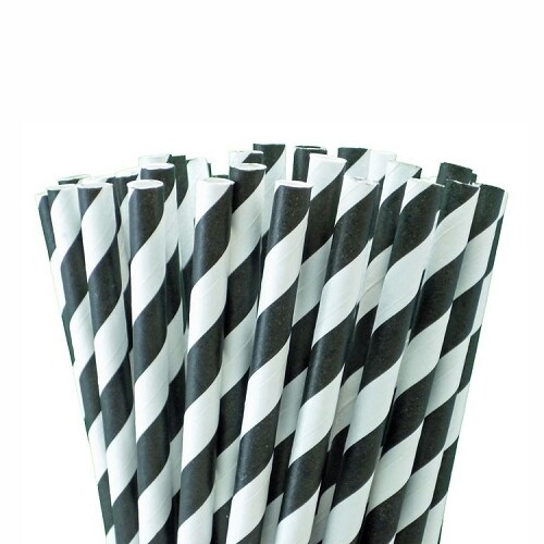 Product Image for Pappsugrör - Randiga Svarta 10-pack