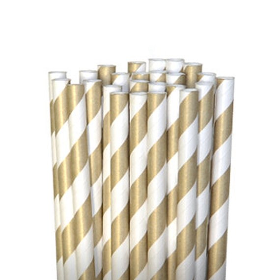 Product Image for Pappsugrör - Randiga Guld 10-pack