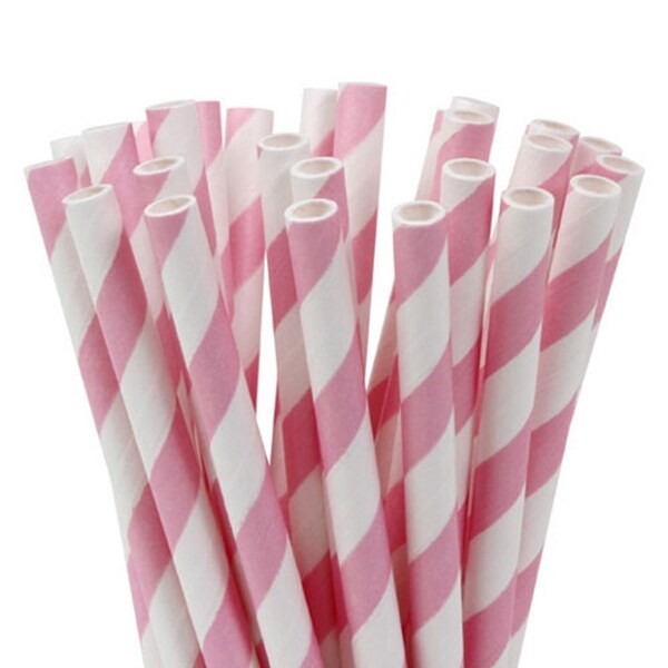 Product Image for Pappsugrör - Randiga Ljusrosa 10-pack