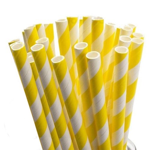 Product Image for Pappsugrör - Randiga Gula 10-pack