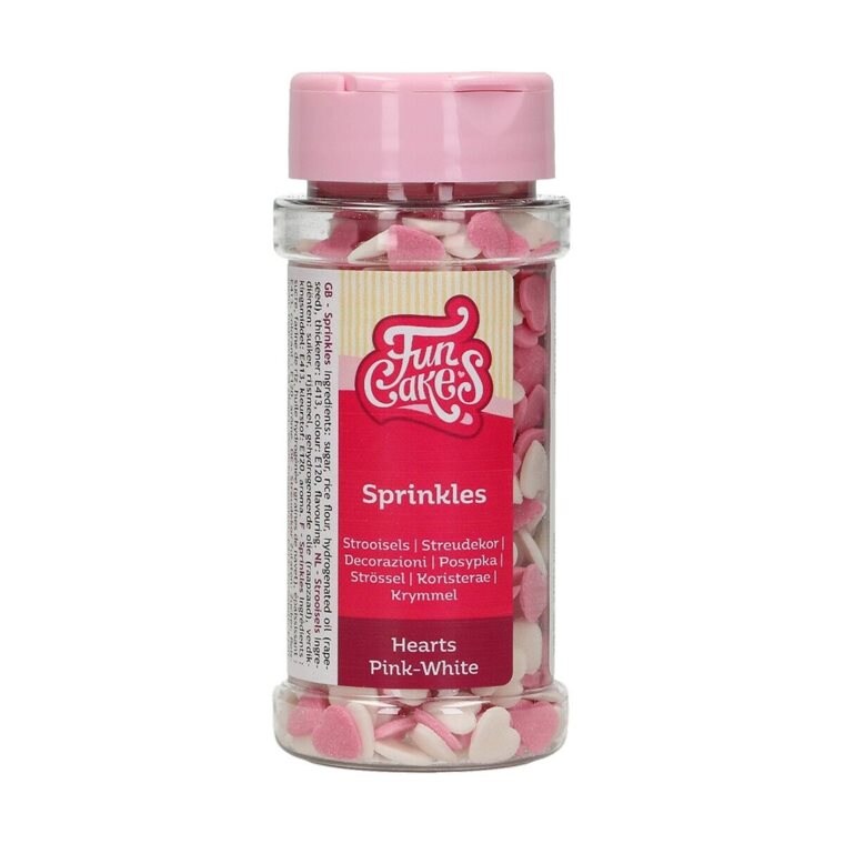 Product Image for FunCakes - Strössel Rosa och vita hjärtan 60 gram