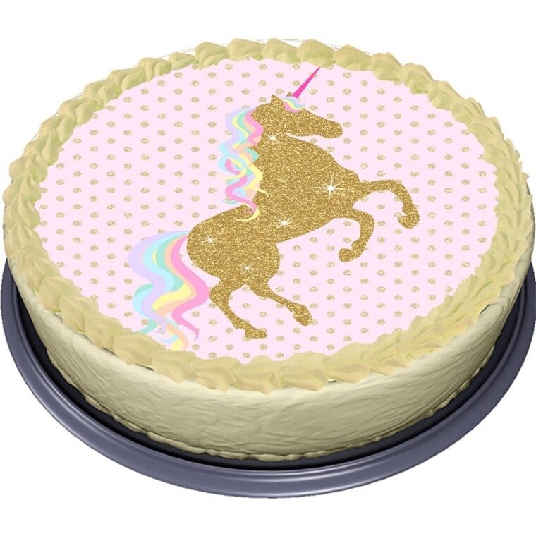 Product Image for Unicorn Gold, Tårtbild Sockerpasta