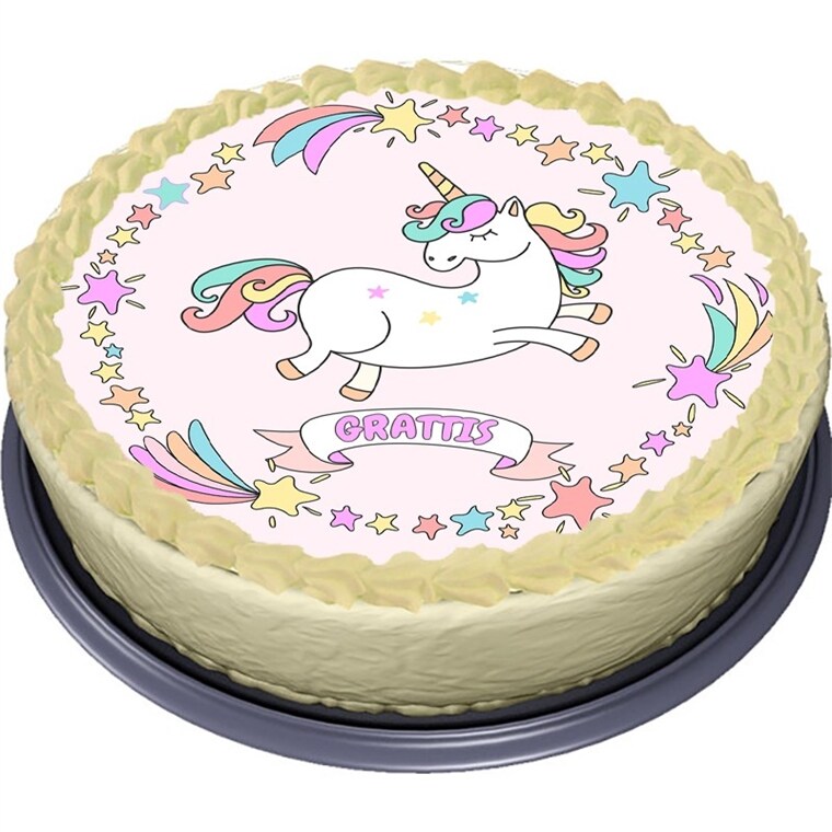 Product Image for Enhörning Grattis, Tårtbild Sockerpasta