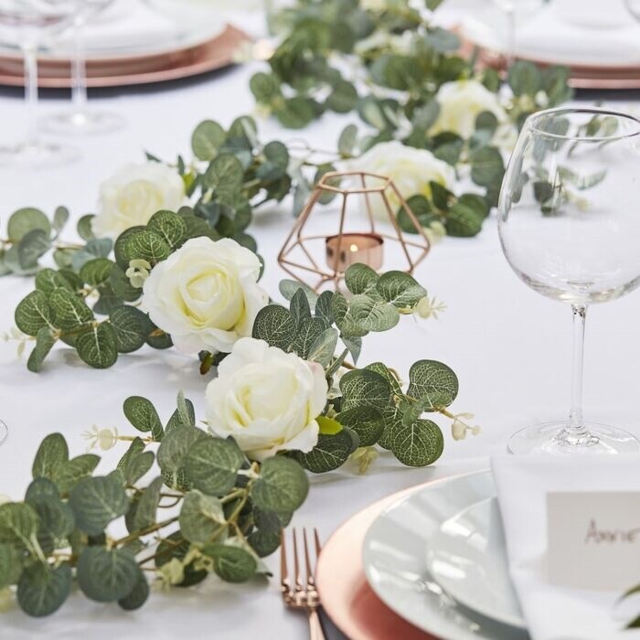 Product Image for Girlang med eukalyptus och vita rosor 2 m