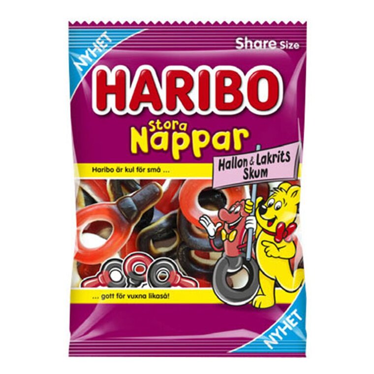Product Image for Haribo Stora Nappar Hallon/Lakrits 170 gram