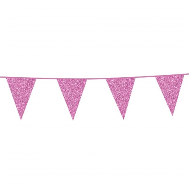 Product Image for Glittrande flaggirlang i rosa 6 meter