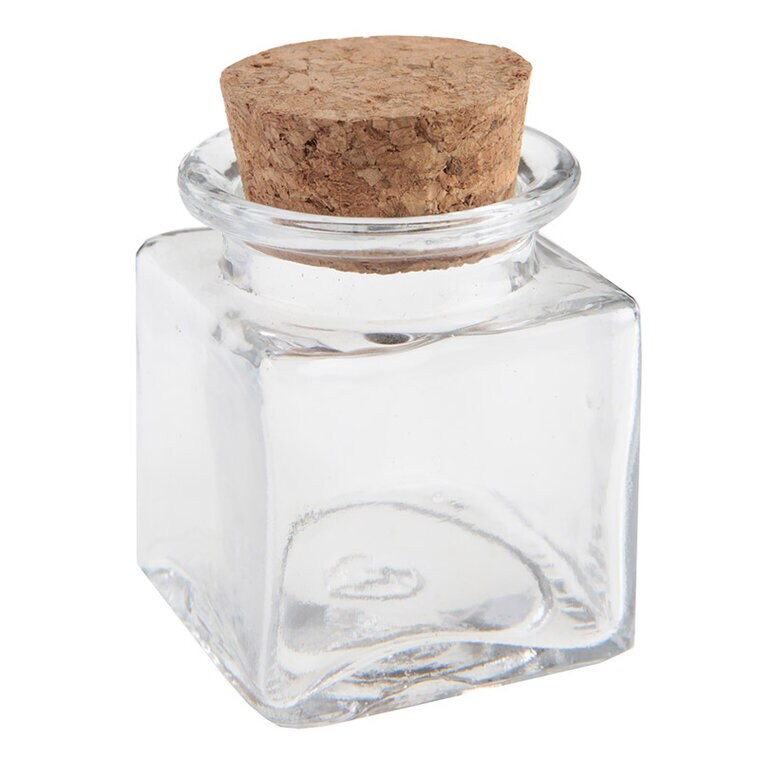 Product Image for Fyrkantig glasflaska med kork 4 x 6 cm 12-pack