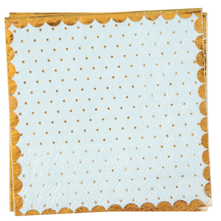 Product Image for Caféservetter - Prickiga i blått och guld 20-pack