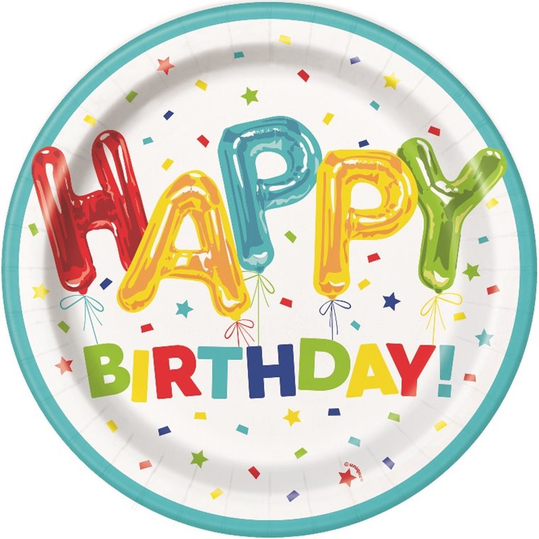 Product Image for Happy Balloon Birthday - Tallrikar 8-pack