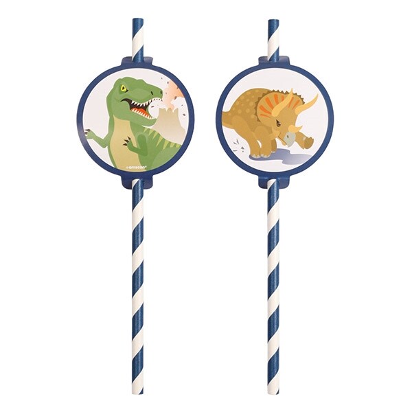 Product Image for Happy Dinosaur - Pappsugrör 8-pack