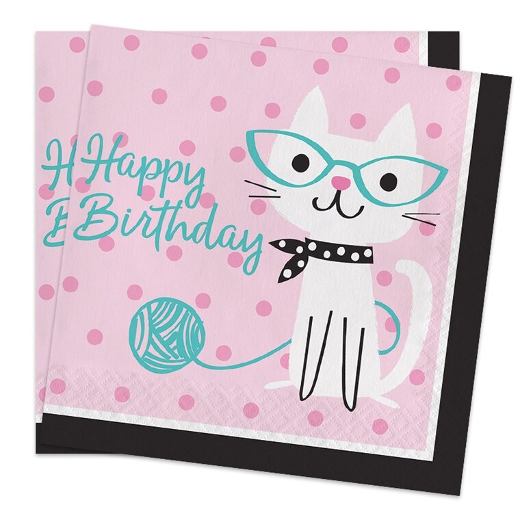 Product Image for Cat Party - Servetter Happy Birthday 16-pack