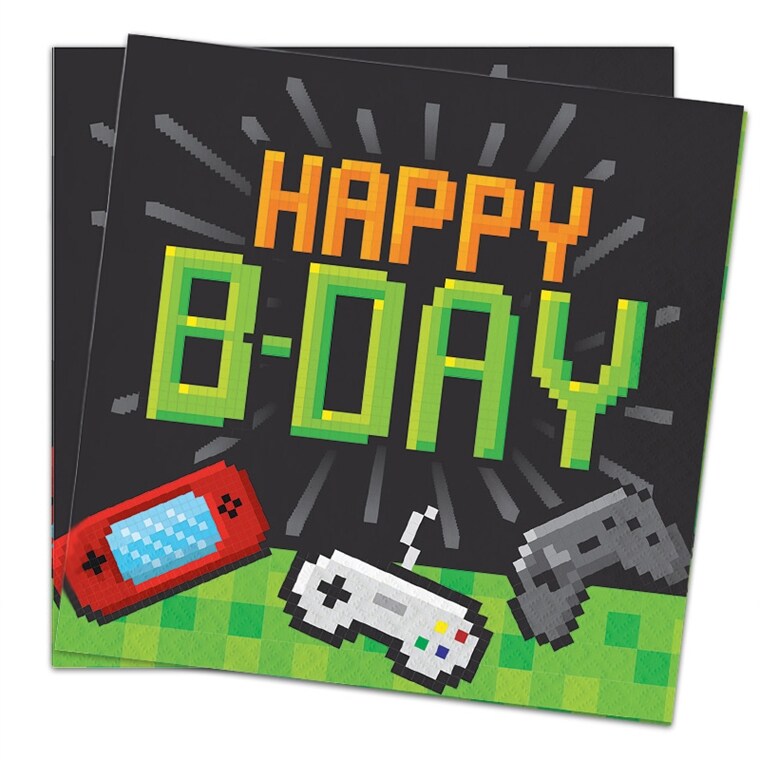 Product Image for Gaming Party - Servetter Happy Birthday 16-pack