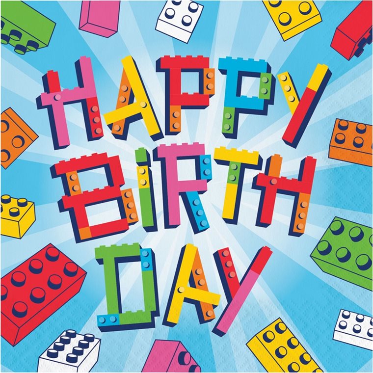 Product Image for Block Party - Servetter Happy Birthday 16-pack