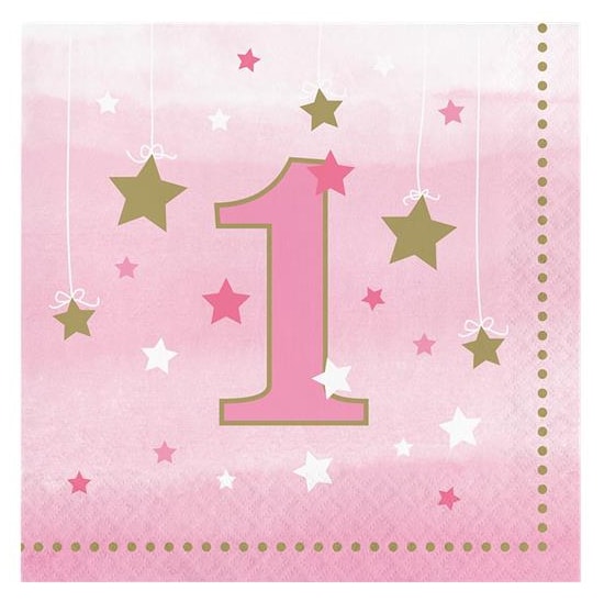 Product Image for Twinkle Little Star Rosa, 1-års servetter 16-pack