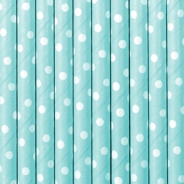 Product Image for Pappsugrör - Prickiga Ljusblå 10-pack