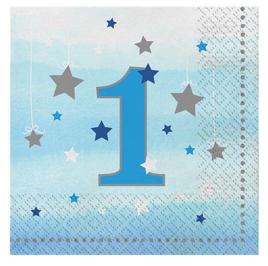 Product Image for Twinkle Little Star Blå, 1-års servetter 16-pack