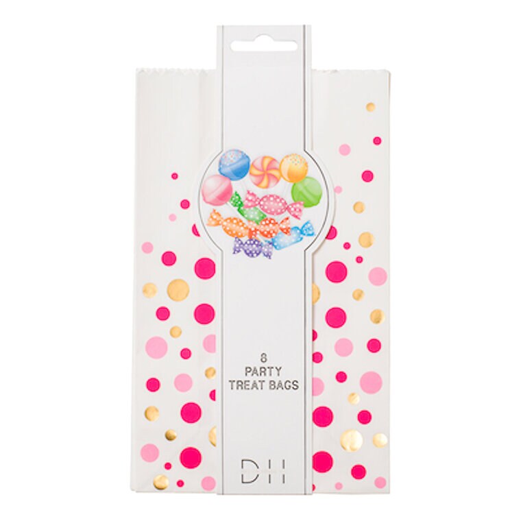 Product Image for Godispåsar i papper med rosa prickar 8-pack