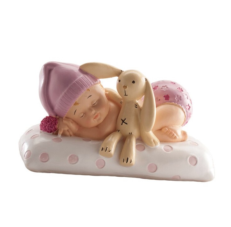 Product Image for Tårtdekoration - Baby i rosa med gosedjur 10 cm