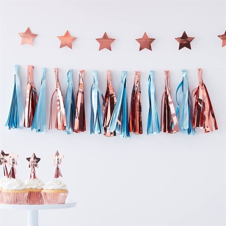 Product Image for Twinkle Twinkle - Girlang med tofsar blå 150 cm