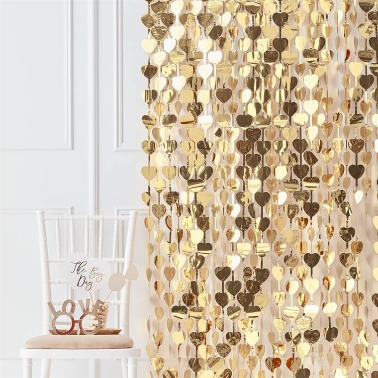 Product Image for Draperi med guldhjärtan 100 x 150 cm