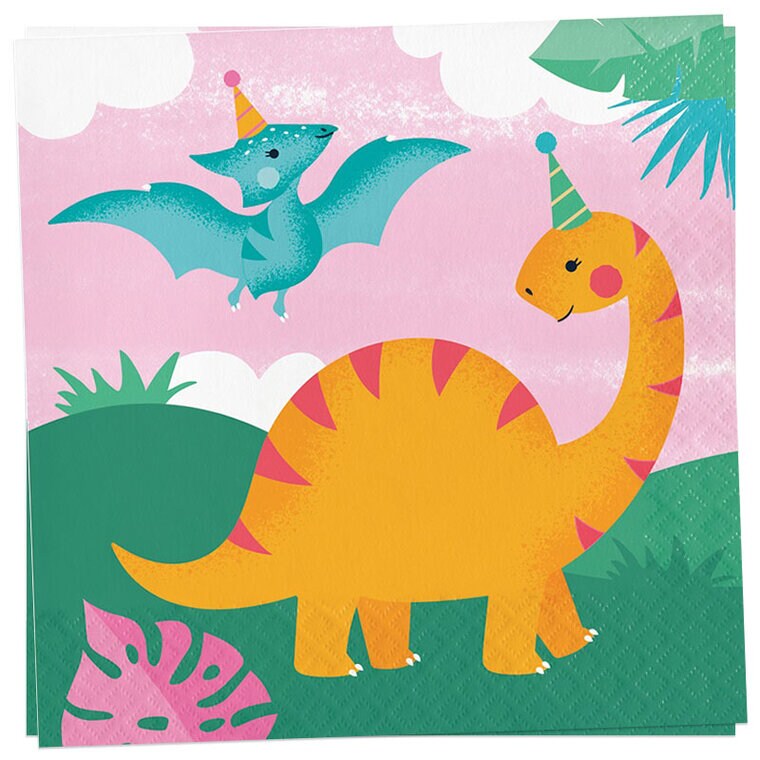 Product Image for Dino Girl - Servetter 16-pack