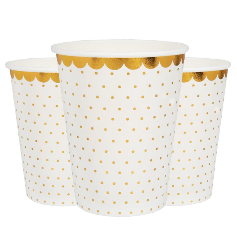 Product Image for Pappmuggar - Vita med guldprickar 10-pack