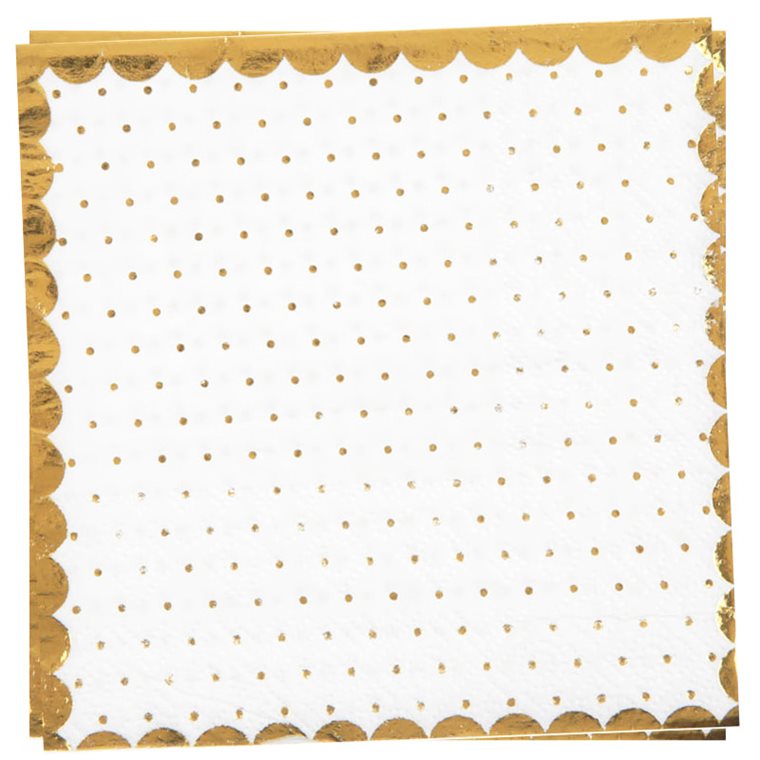 Product Image for Caféservetter - Prickiga i vitt och guld 20-pack