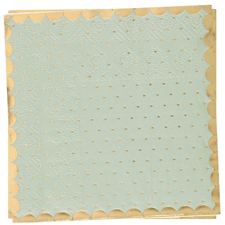 Product Image for Caféservetter - Prickiga i olivgrönt och guld 20-pack
