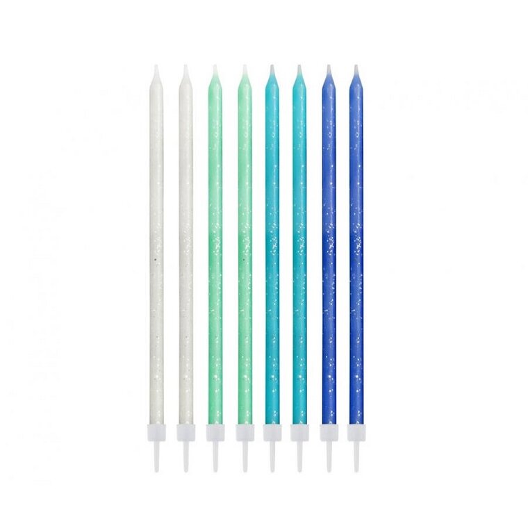 Product Image for Glittriga Tårtljus - Blå mix 24-pack