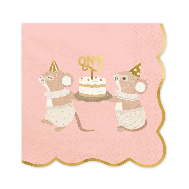 Product Image for Servetter 1-årskalas Rosa Möss 12-pack