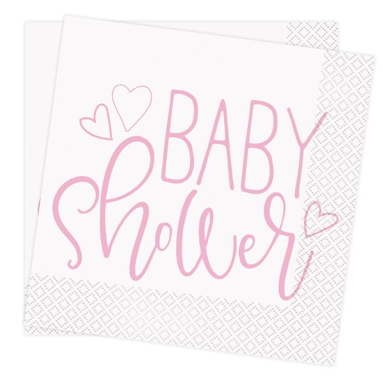 Product Image for Pink Heart Babyshower, Servetter 16-pack
