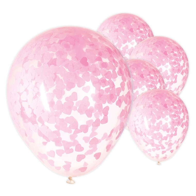 Product Image for Ballonger med rosa hjärtformad konfetti, 5-pack