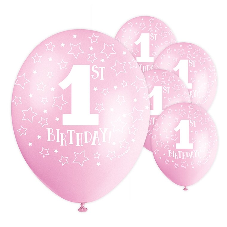 Product Image for Ballonger, 1 år 5-pack rosa