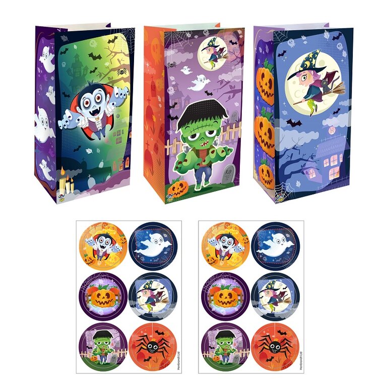 Product Image for Halloween - Kalaspåsar med klistermärken 12-pack