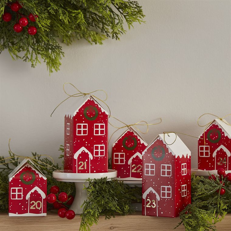 Product Image for DIY Adventskalender - Röda stugor i papp