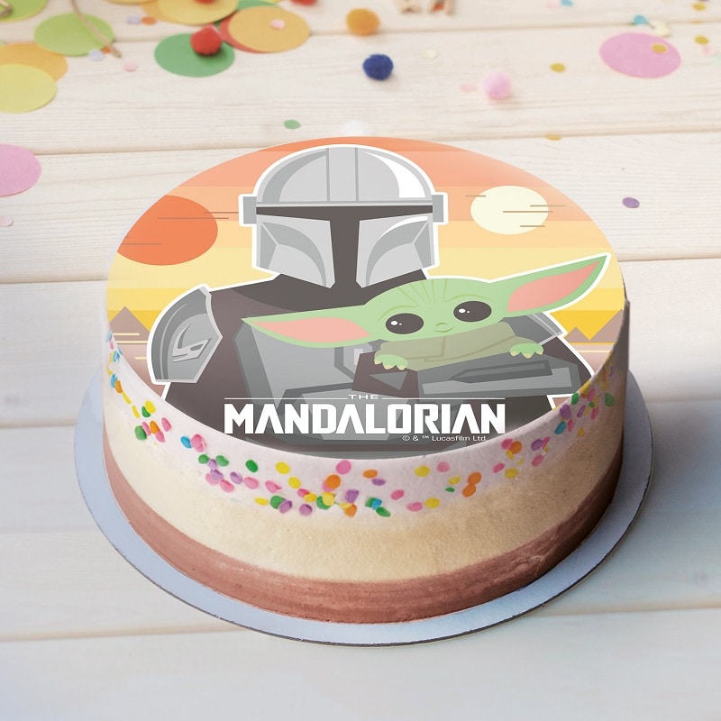 Tårtbild Star Wars Mandalorian, Oblat 20 cm
