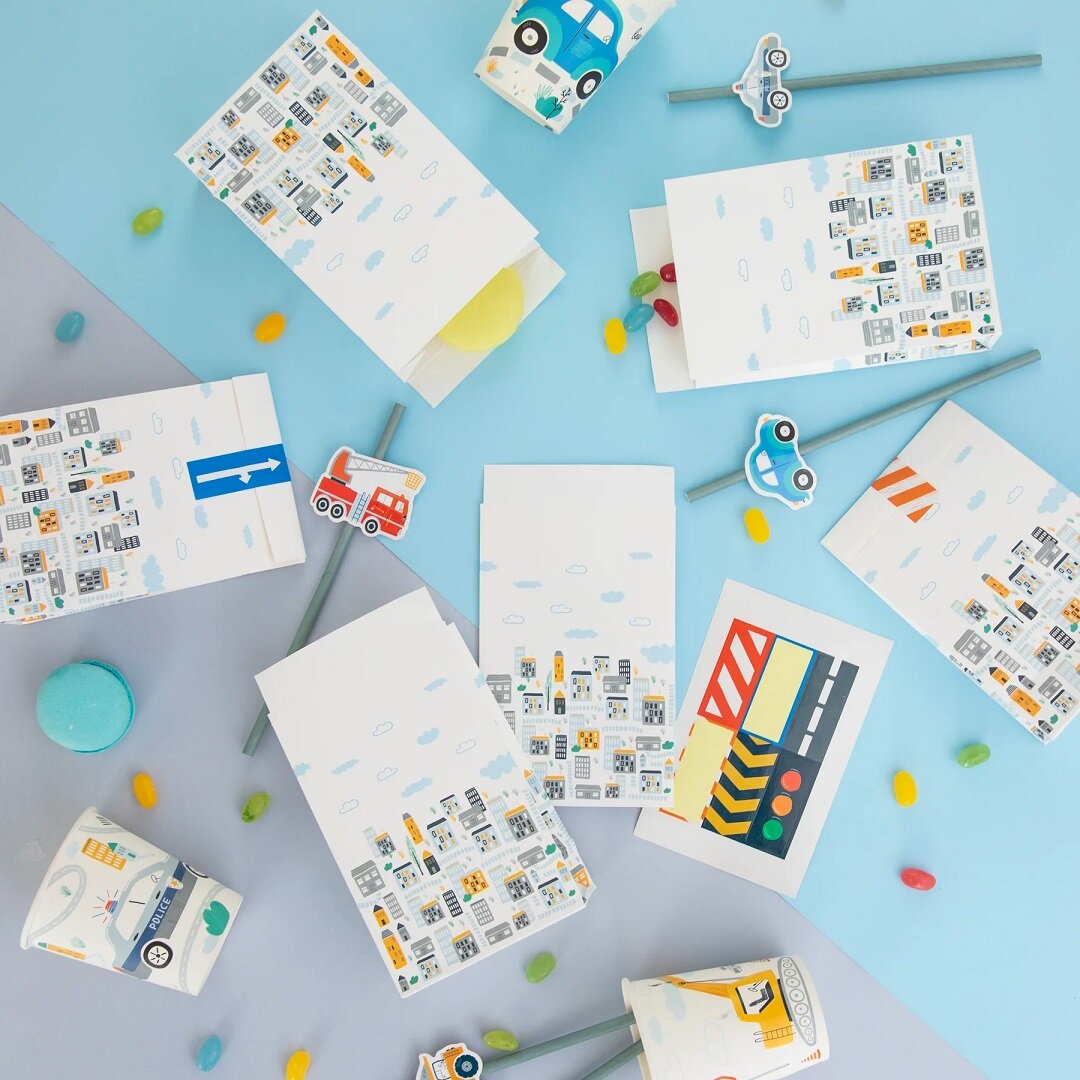 Fordon Kalaspåsar med stickers 6-pack