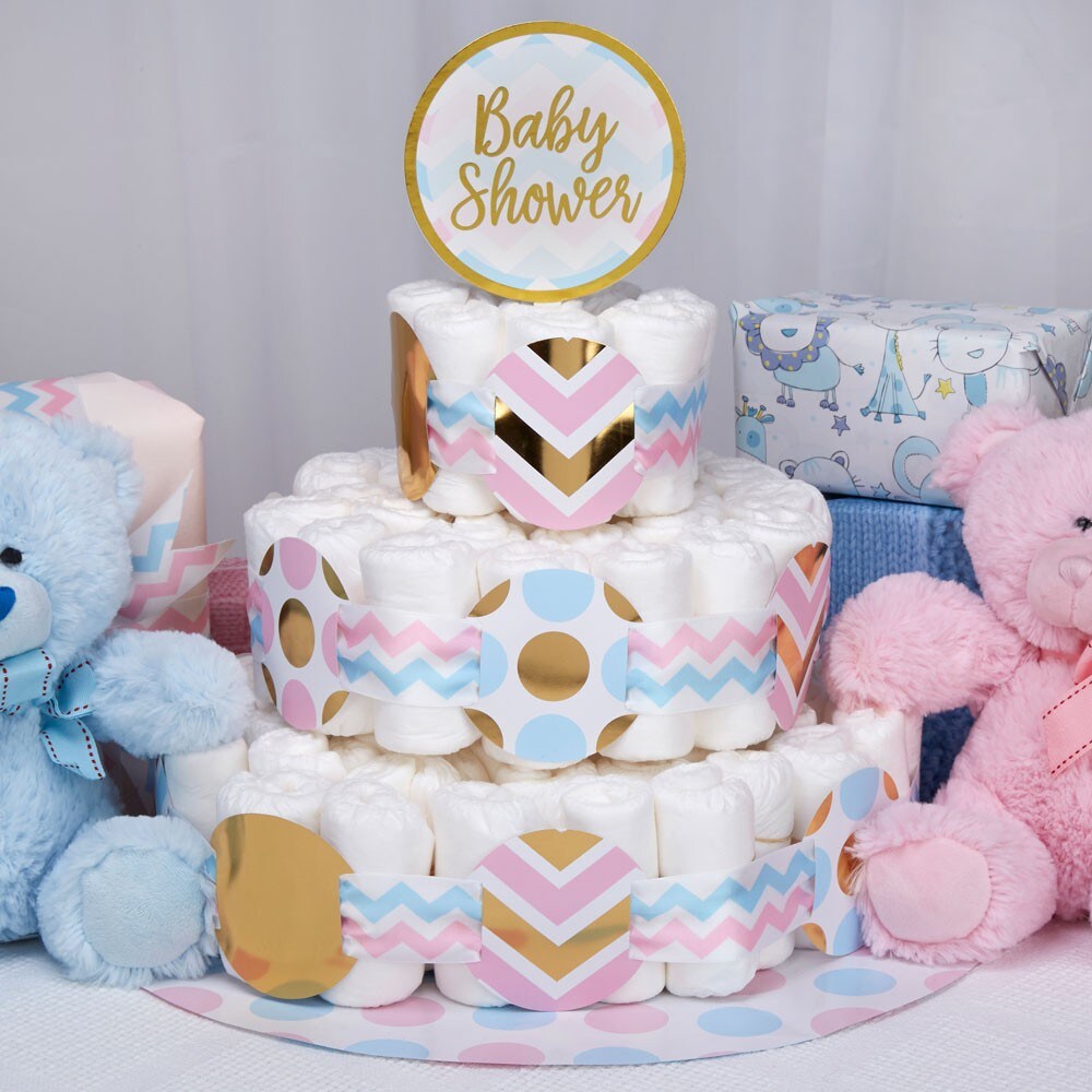 Baby Pattern Pastell, Blöjtårta Kit