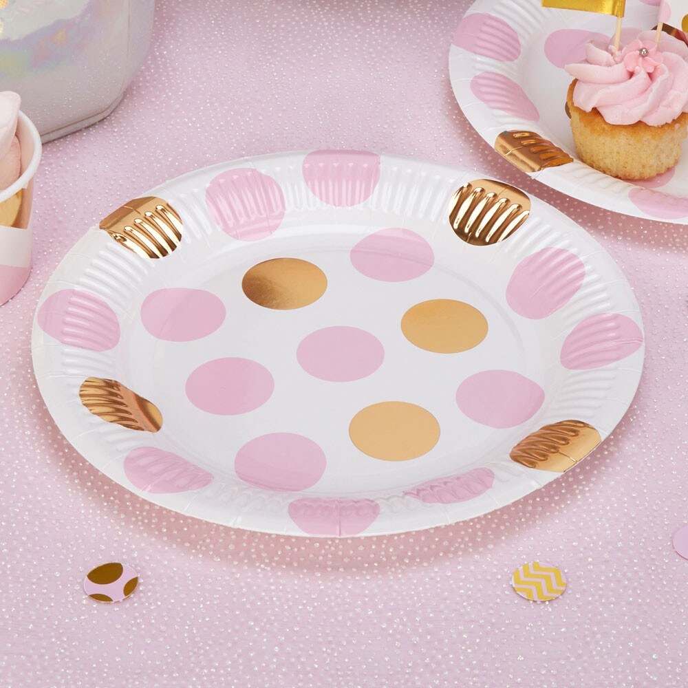 Baby Pattern Rosa Prickar, Tallrikar 8 st