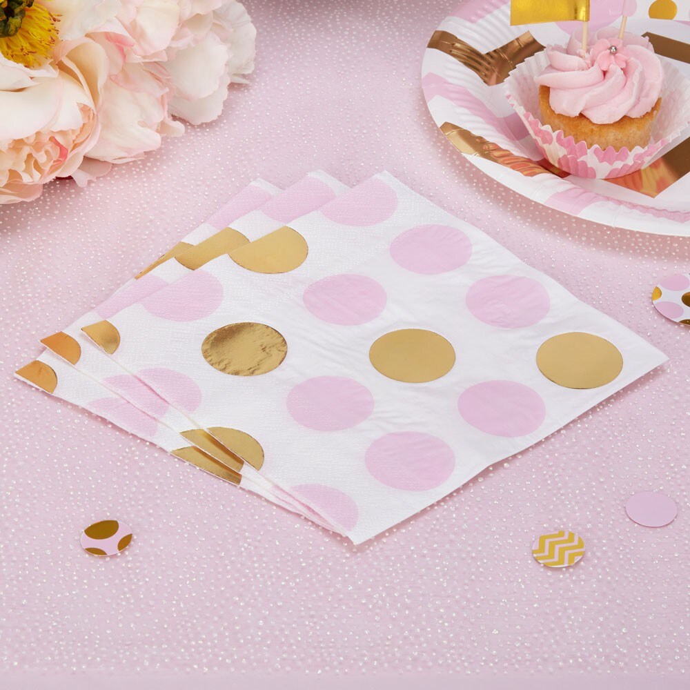 Baby Pattern Rosa Prickar, Servetter 16 st