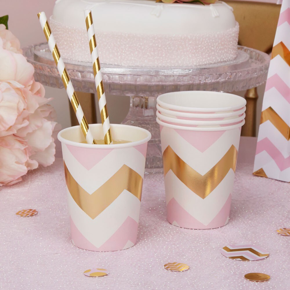 Baby Pattern Rosa Chevron, Muggar 8 st