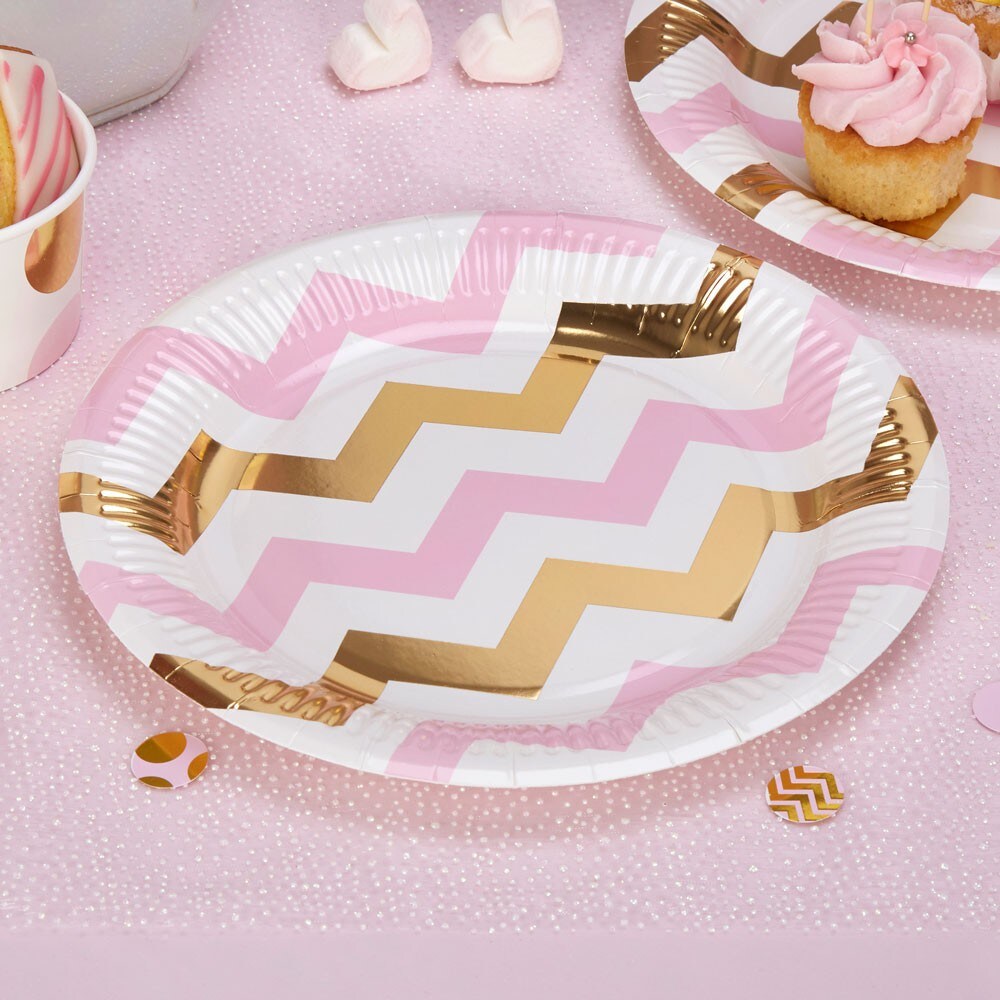 Baby Pattern Rosa Chevron, Tallrikar  8 st