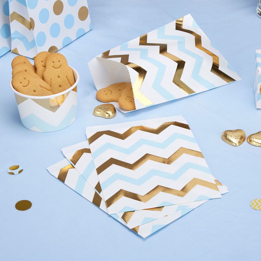 Baby Pattern Blå Chevron, Kalaspåsar 25 st