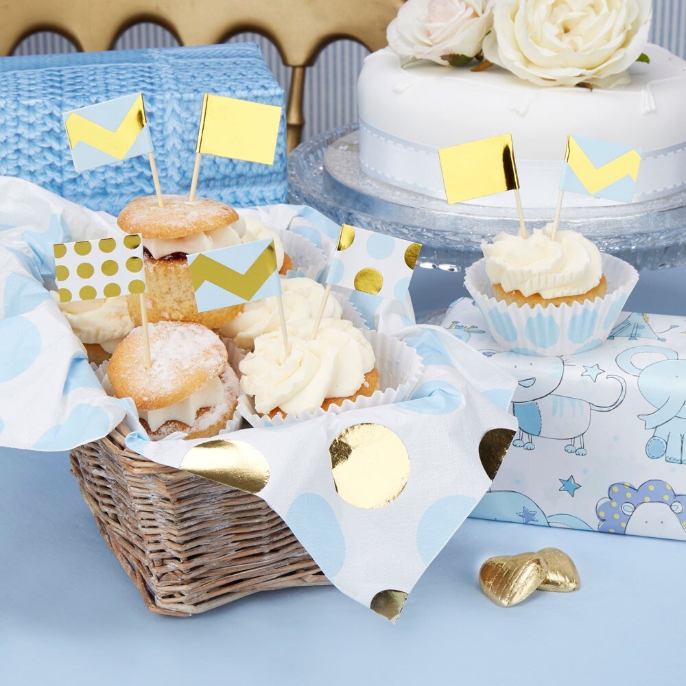 Cake Toppers - Baby Pattern Blå 20-pack