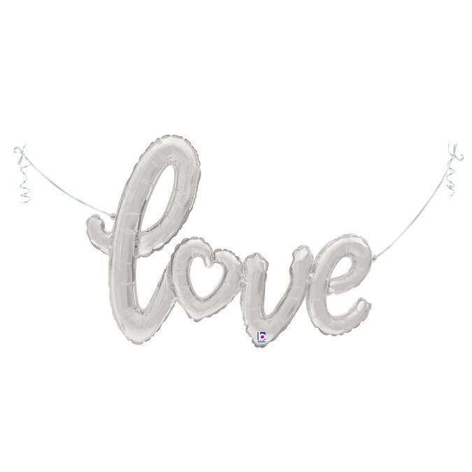 Folieballong Love Script, Silver
