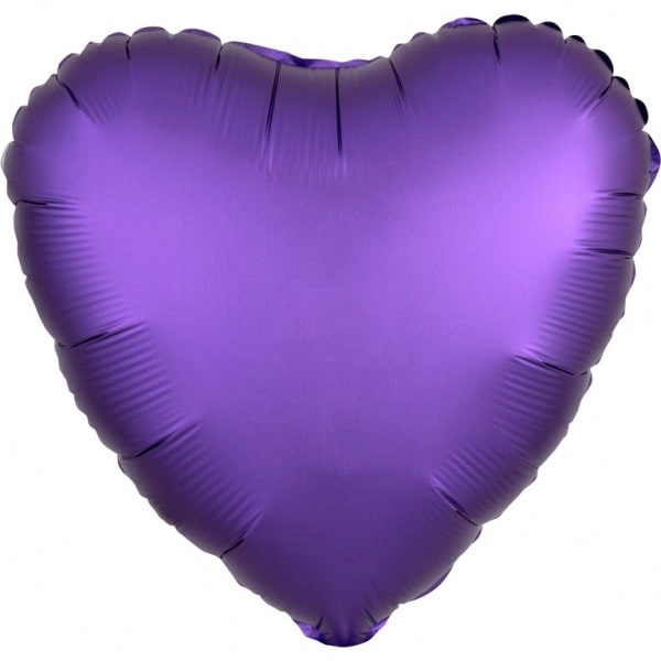 Folieballong, Hjärta Satin Luxe Purple 43 cm