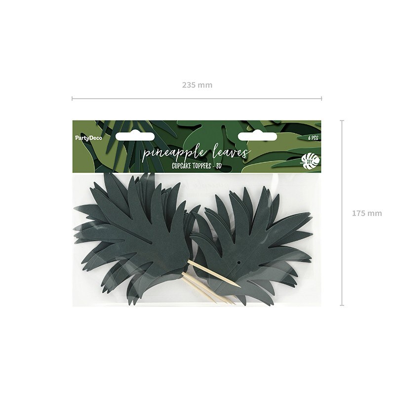 Cake Toppers - Aloha Pineapple Leaves 3D 6-pack