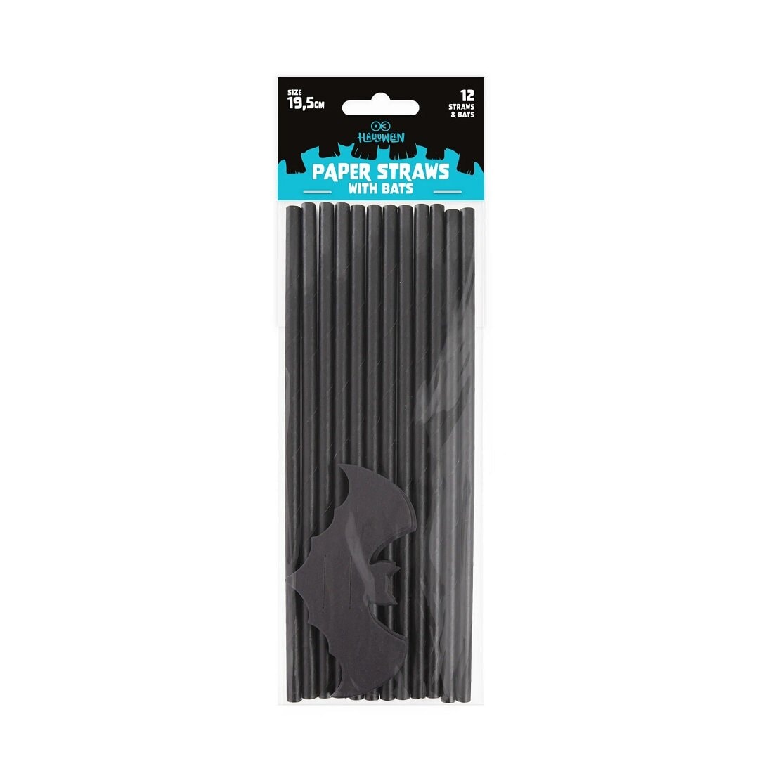 Pappsugrör Svarta Fladdermös 12-pack