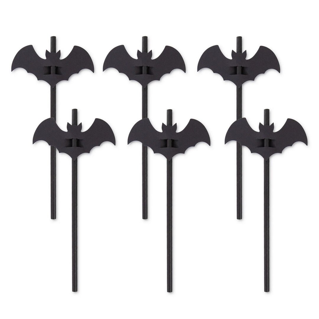 Pappsugrör Svarta Fladdermös 12-pack