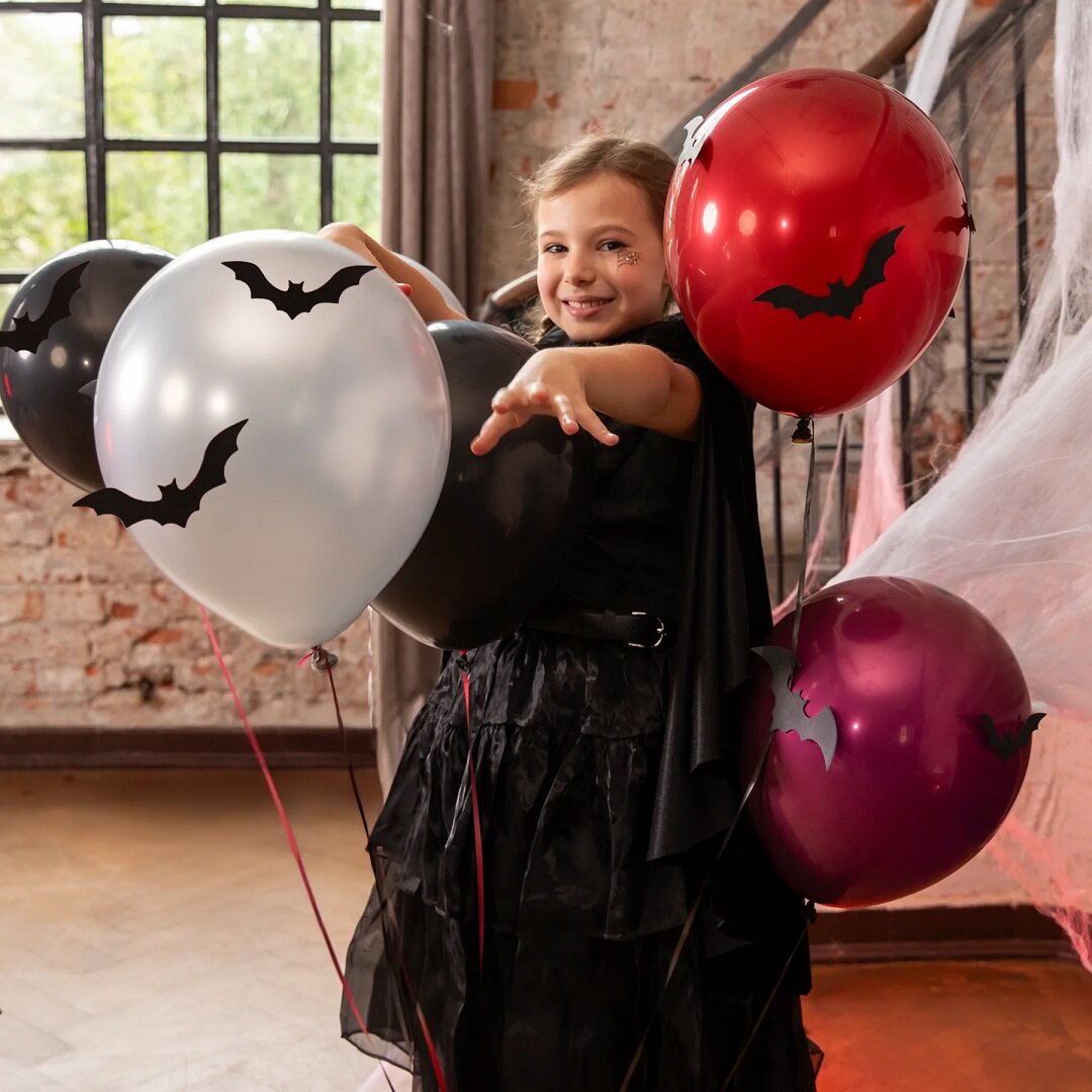 Halloweenballonger 3D Fladdermöss 6-pack